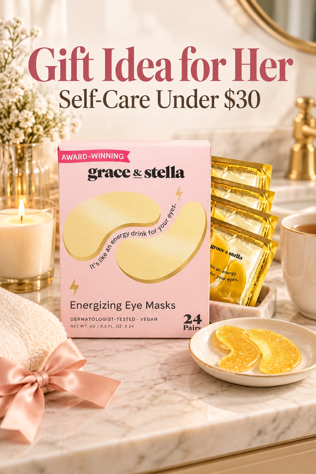 Pink grace and stella eye mask box with gold eye patches